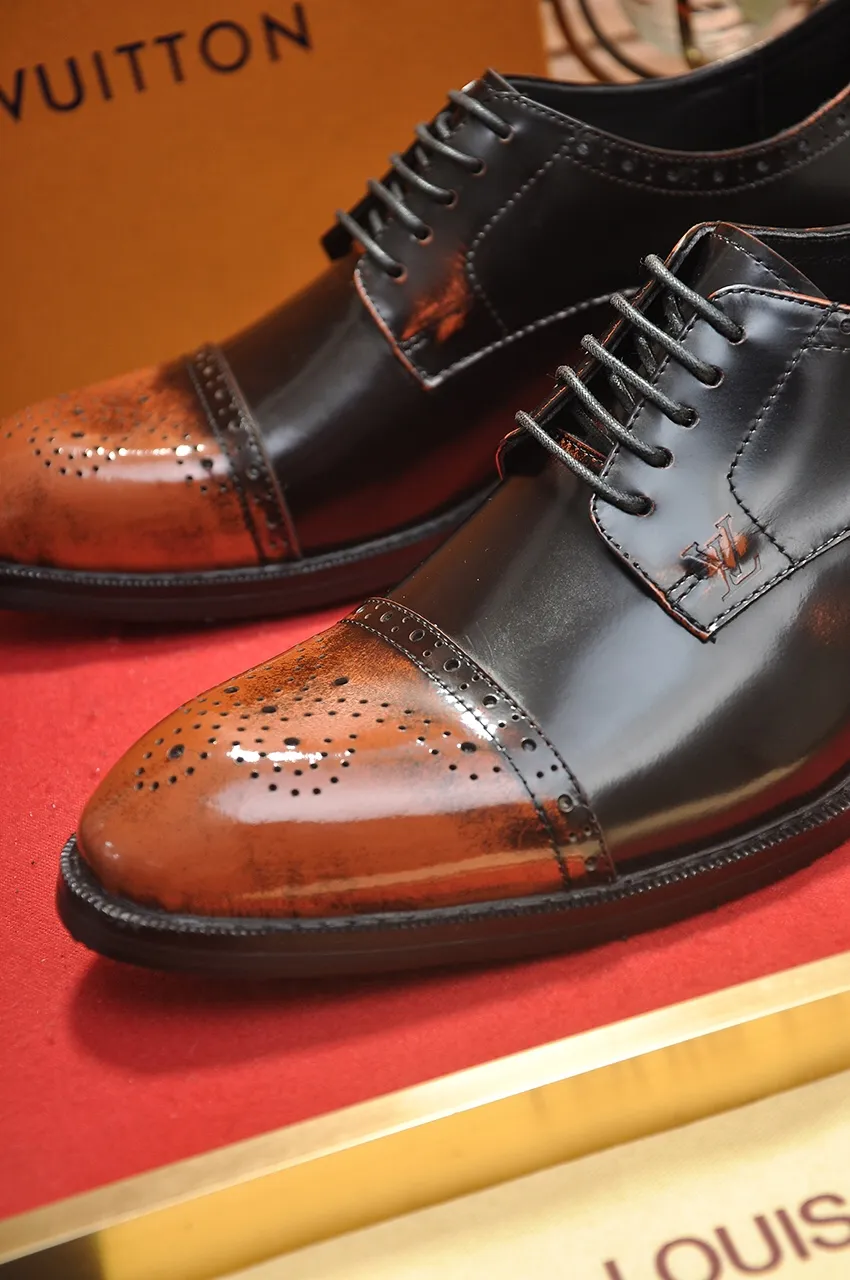 Men's shoes💰460💶【LOUIS VUITTON】(sheepskin lining) new cowhide LV formal shoes🎩🎩❗️🆘made one to one at the counter🎩original quality, imported cowhide upper➕full sheepskin lining➕original rubber outsole, {high quality visible}👣Size: 38-45 (45 custom-made)